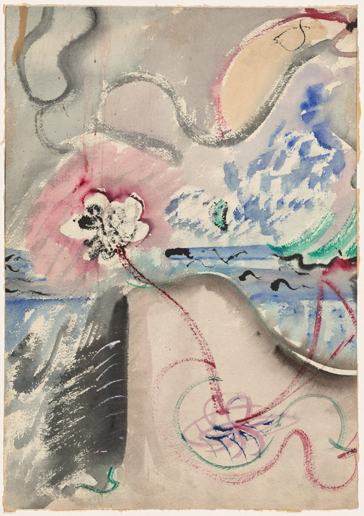 Abstract Composition in Black, Blue, Green, Red, Yellow, and Gray [verso] by Mark Rothko
