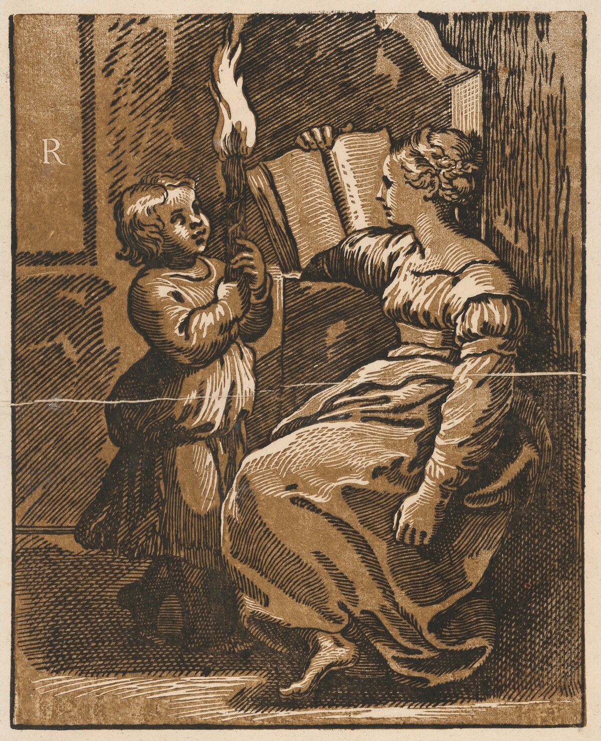 Sibyl Reading by Italian 16th Century, after Ugo da Carpi