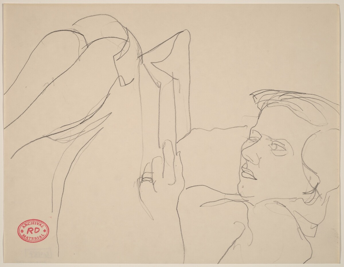 Untitled [woman reclining with knees in air and reading book] by Richard Diebenkorn