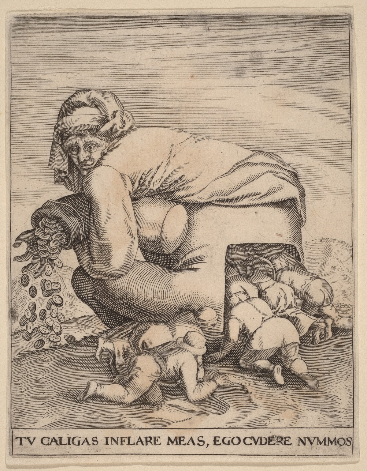 The Man with the Moneybag and His Flatterers by Johann Theodor de Bry after Pieter Bruegel the Elder