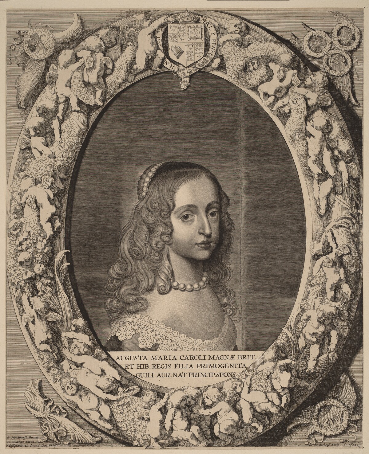 Mary I Stuart by Jonas Suyderhoff after Pieter Claesz Soutman after Gerrit van Honthorst