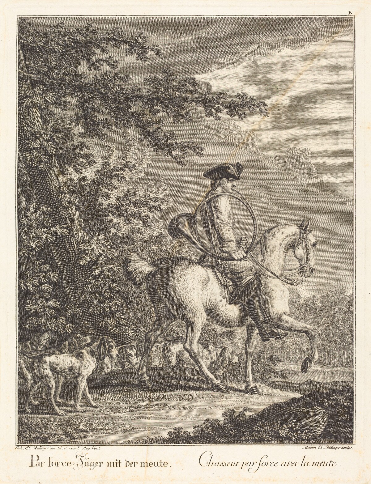 Huntsman with a Pack of Hounds by Johann Elias Ridinger
