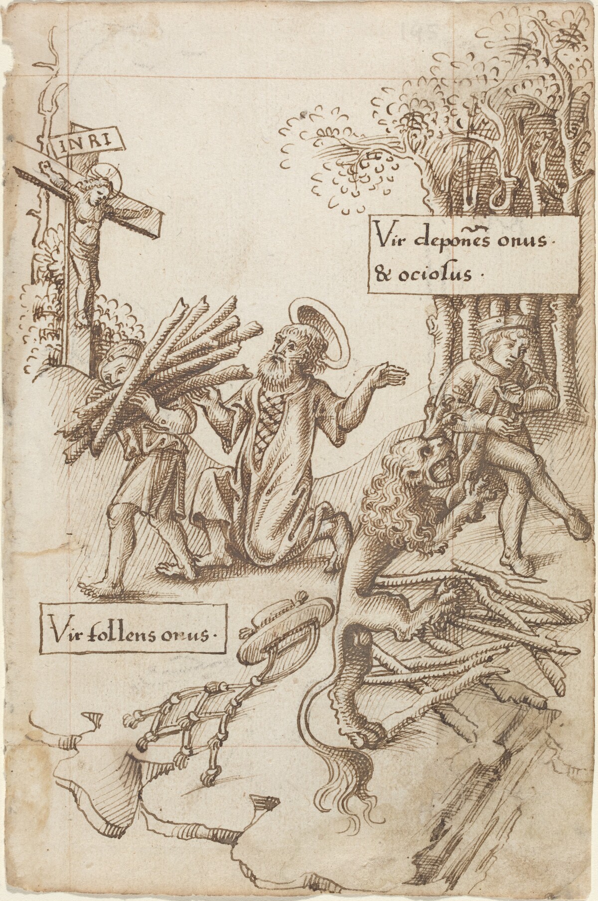 "Help Him Who Takes up His Burden, Not Him Who Lays It down" [fol. 31 recto] by French early 16th Century