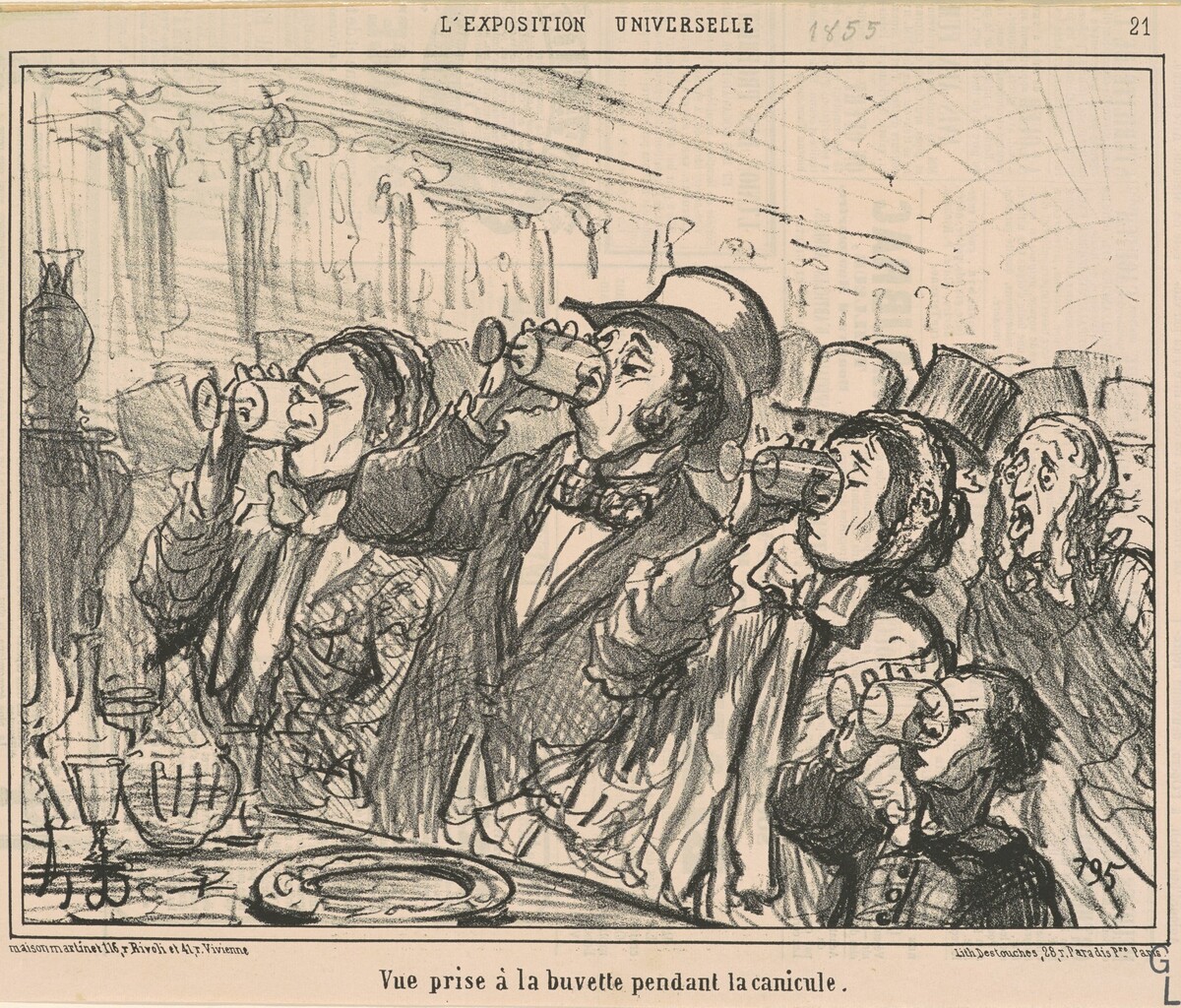 Vue prise a la buvette pendant la canicule by Honoré Daumier