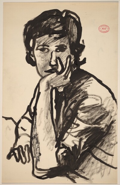Untitled [woman resting her head on her left hand]