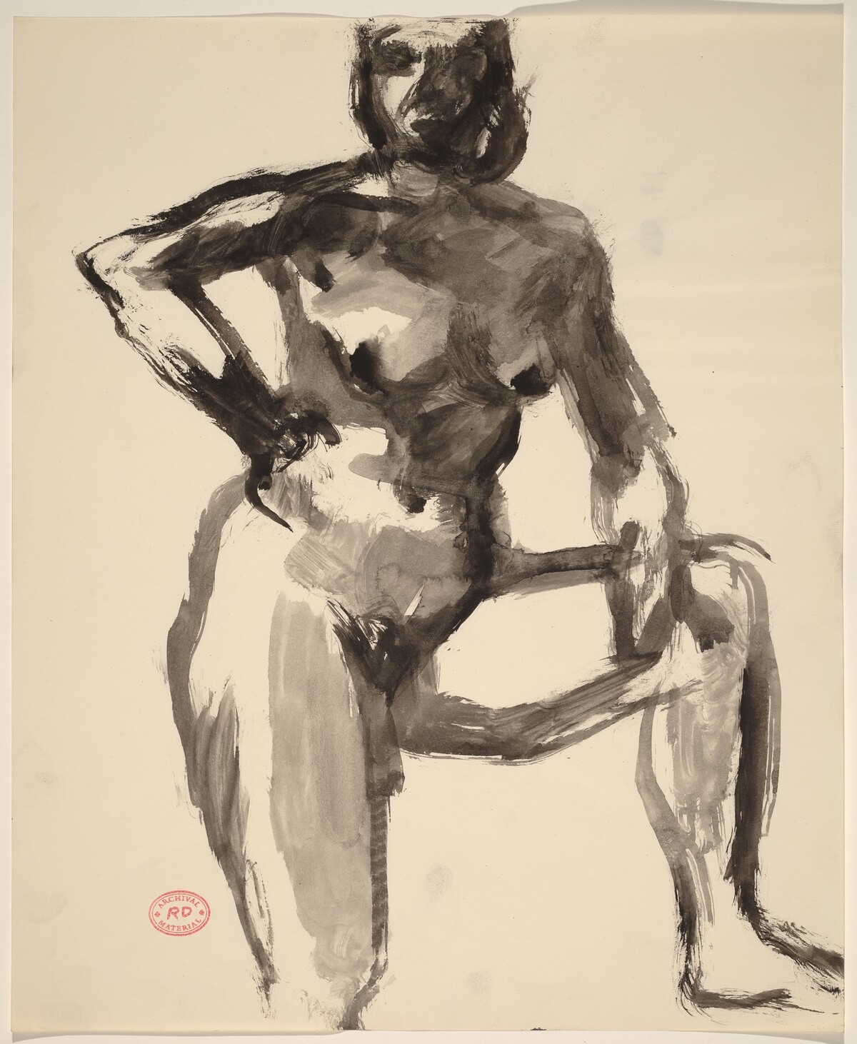 Untitled [female nude stepping up on right foot] by Richard Diebenkorn