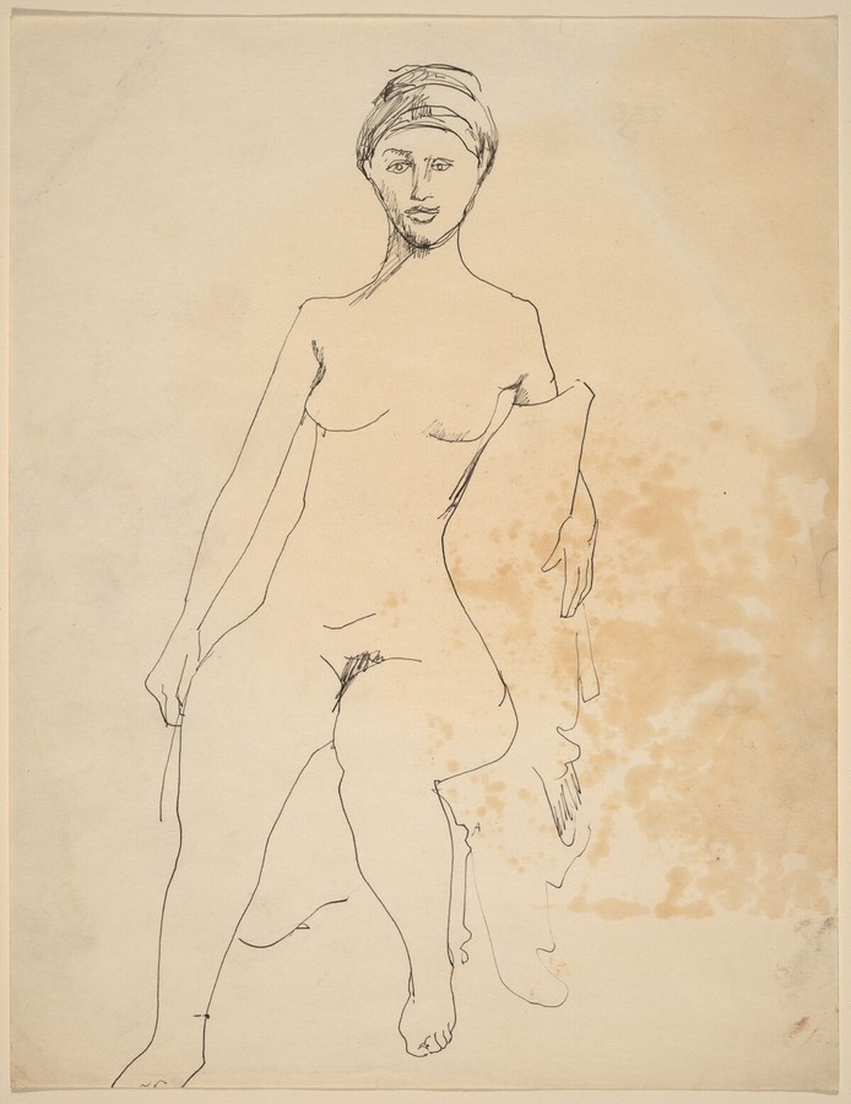 Frontal Nude Seated on a Fabric Draped Chair by Mark Rothko