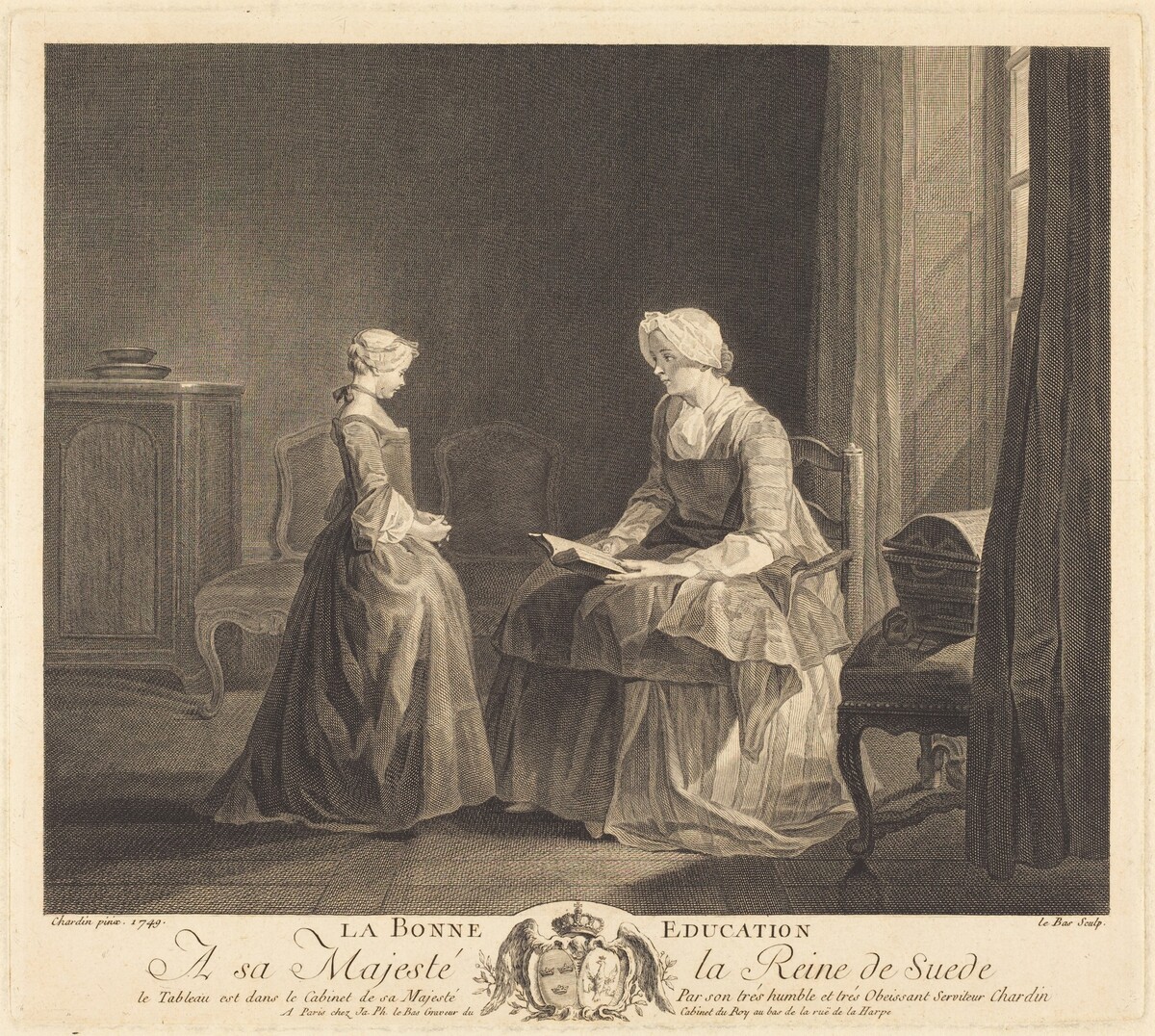 La Bonne éducation (The Good Education) by Jacques-Philippe Le Bas after Jean Siméon Chardin