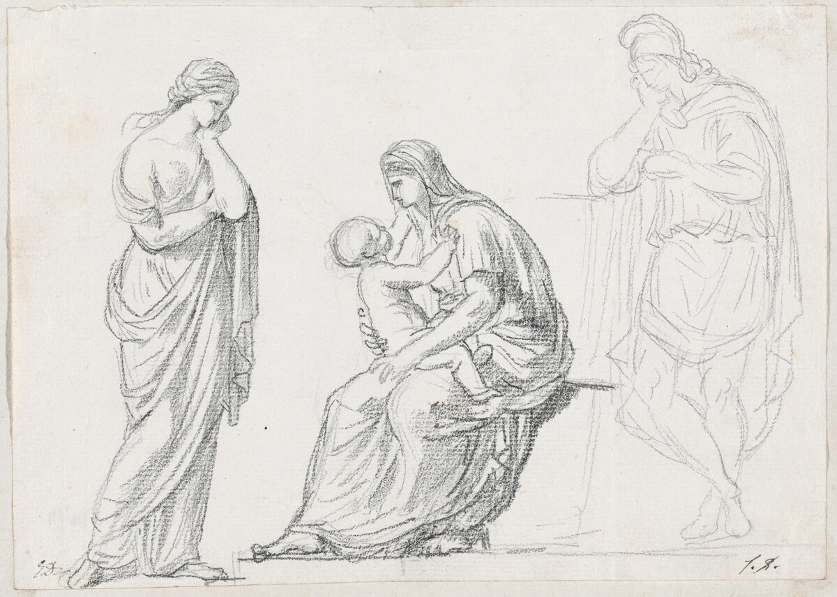Mother and Child Flanked by Two Standing Figures by Jacques-Louis David