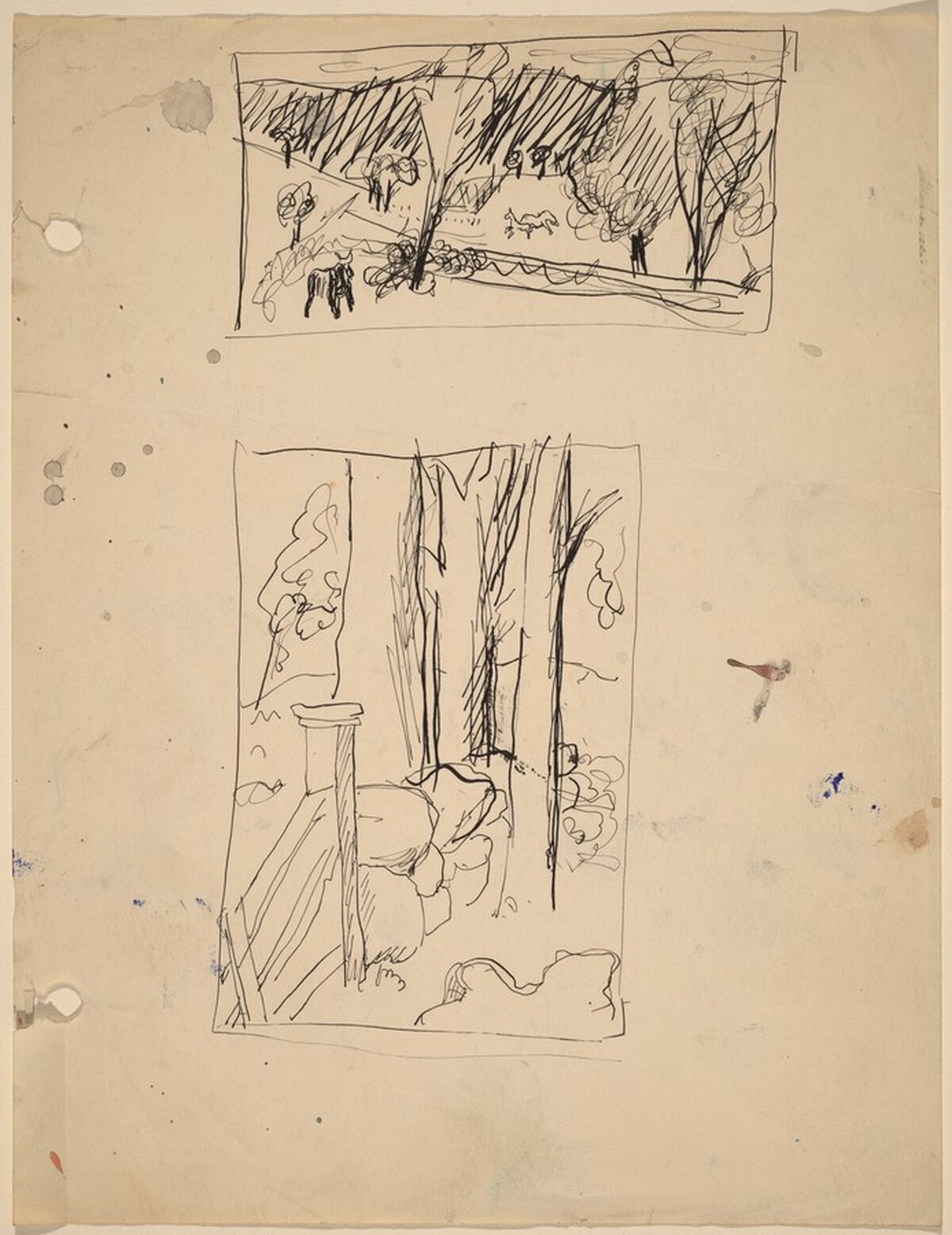 Sheet with Two Landscape Sketches by Mark Rothko