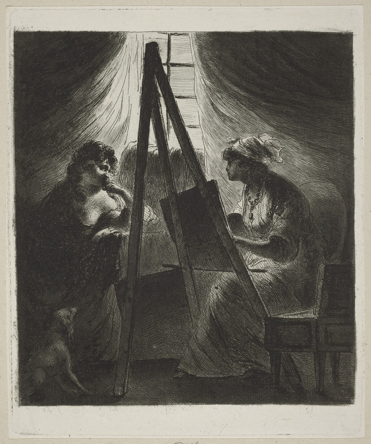 Woman Painter at Easel by Vivant Denon