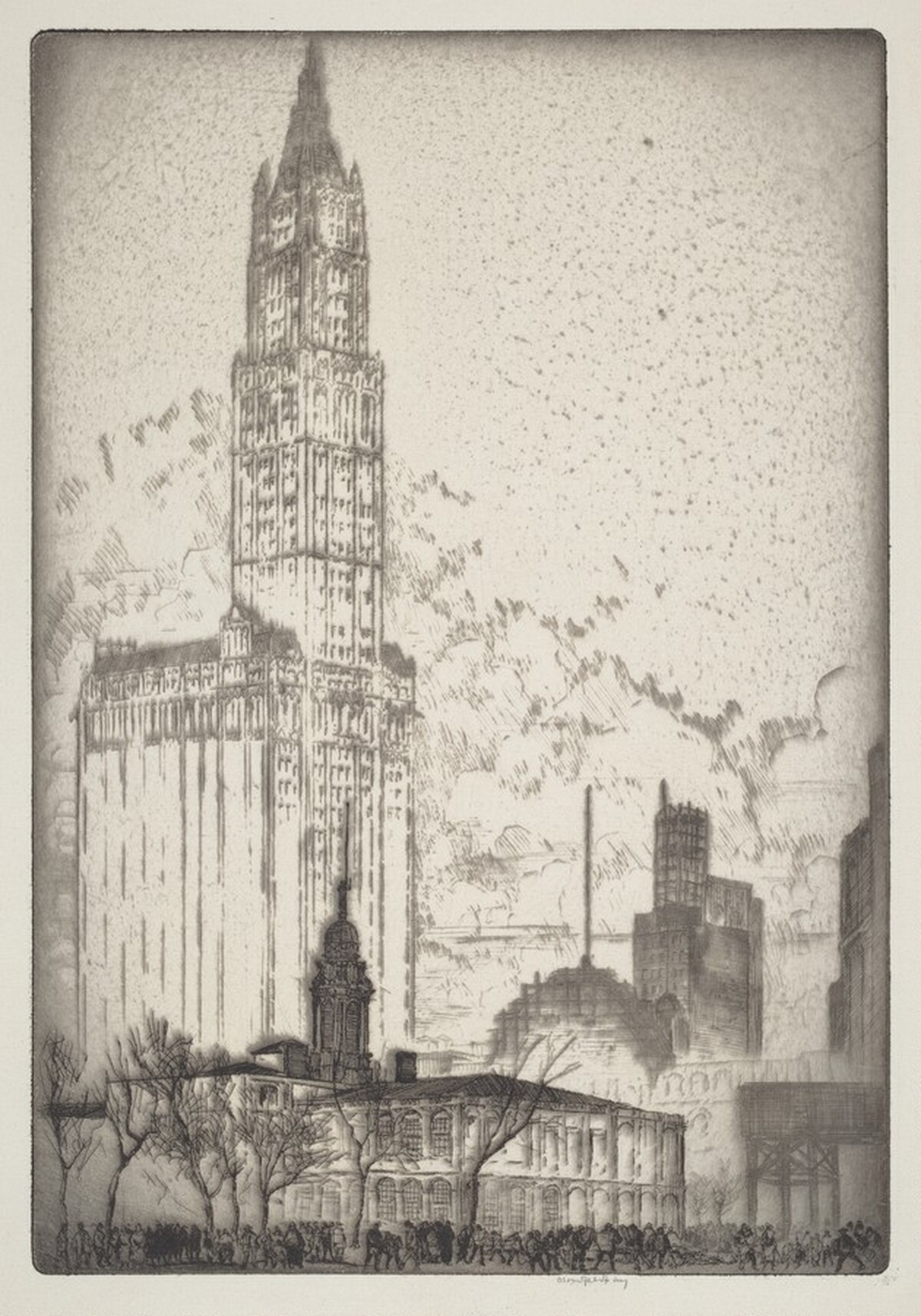 City Hall Park (Woolworth Building) by Bror Julius Olsson Nordfeldt