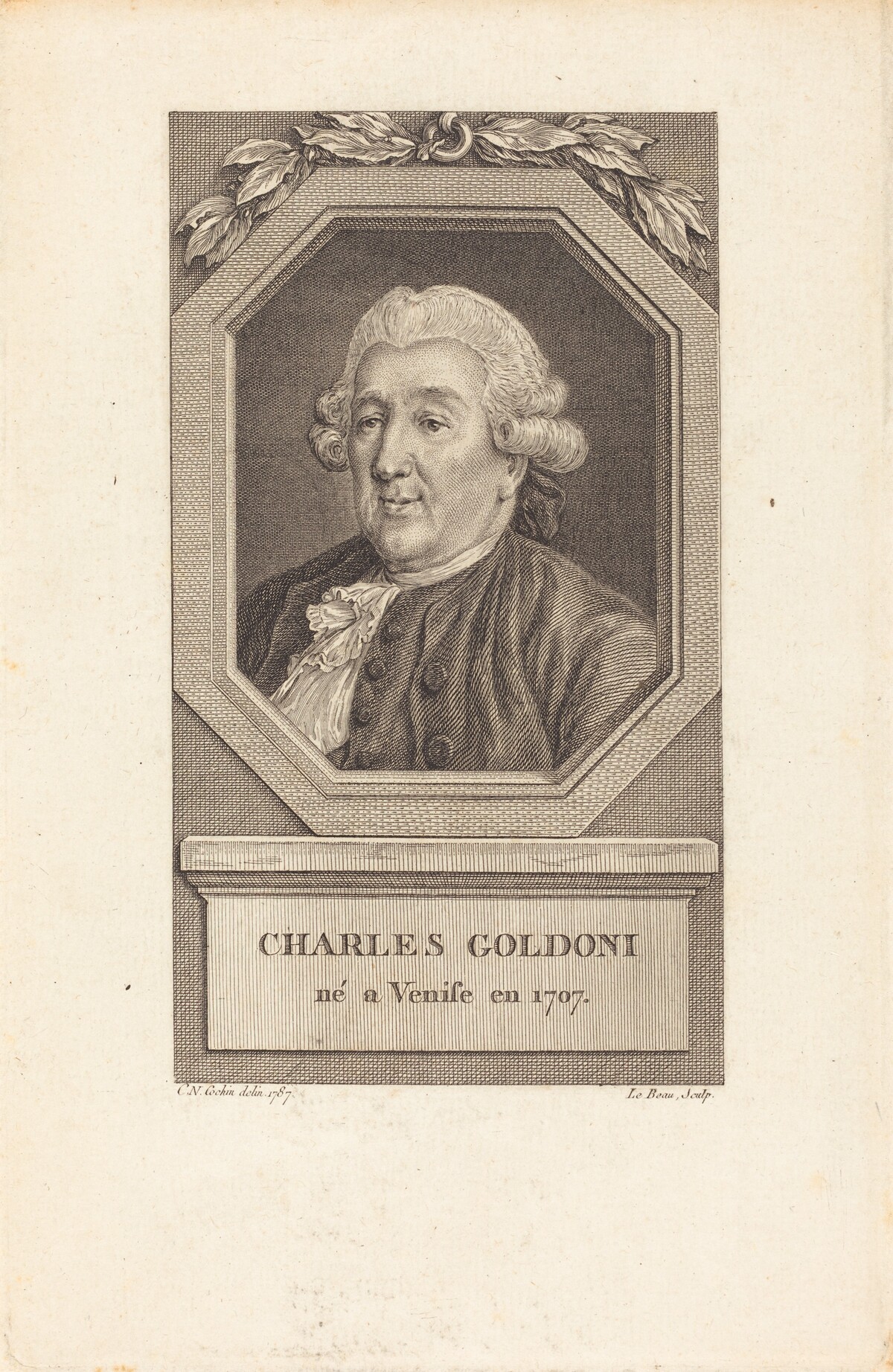 Charles Goldoni by Pierre Adrien Le Beau after Charles-Nicolas Cochin II