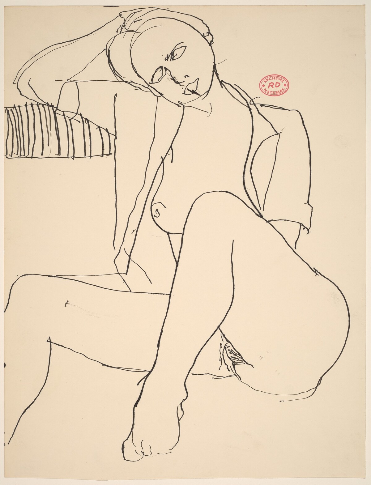 Untitled [seated female nude in a short sleeve shirt] by Richard Diebenkorn