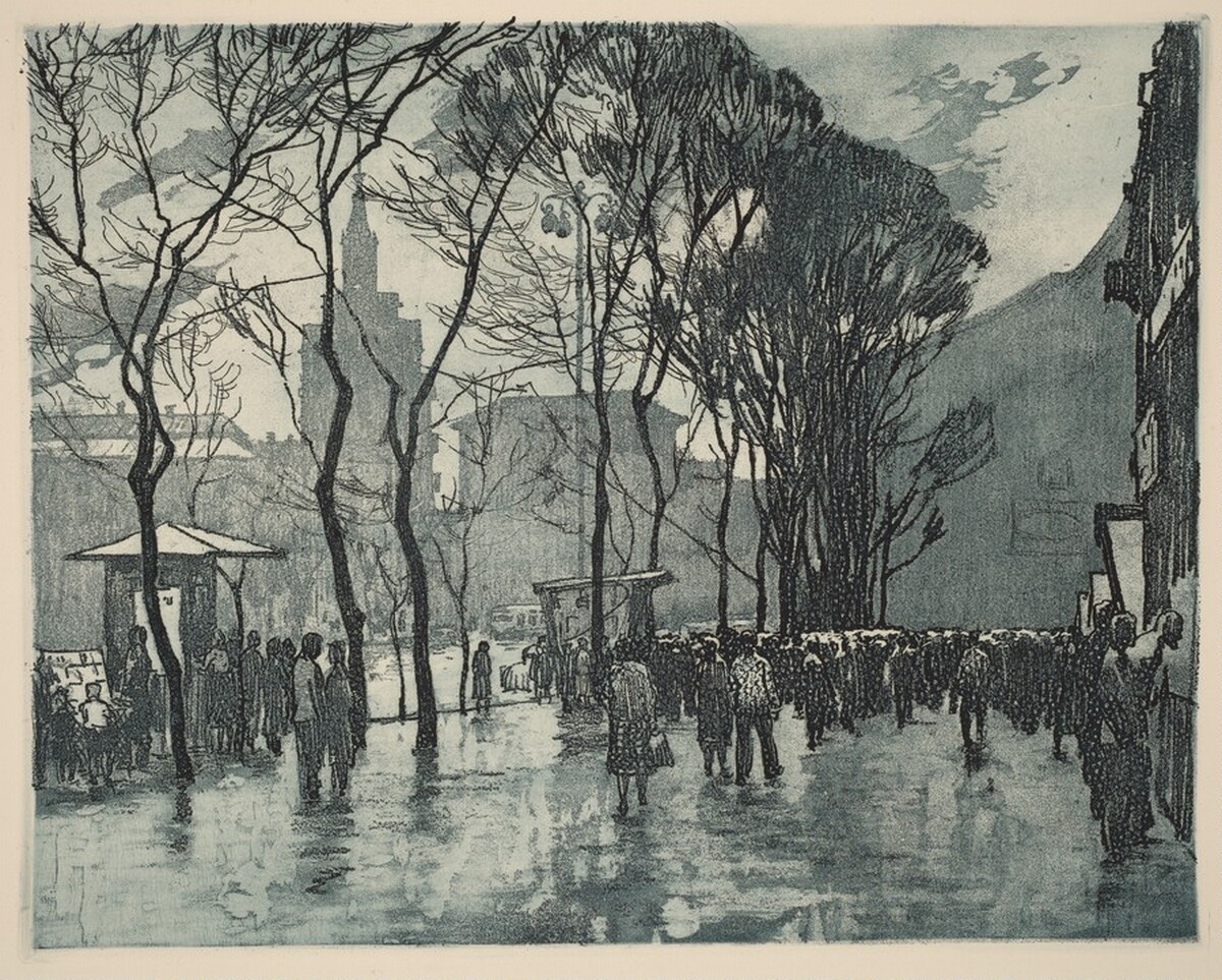 Twilight Rain in Red Square by Russian 20th Century