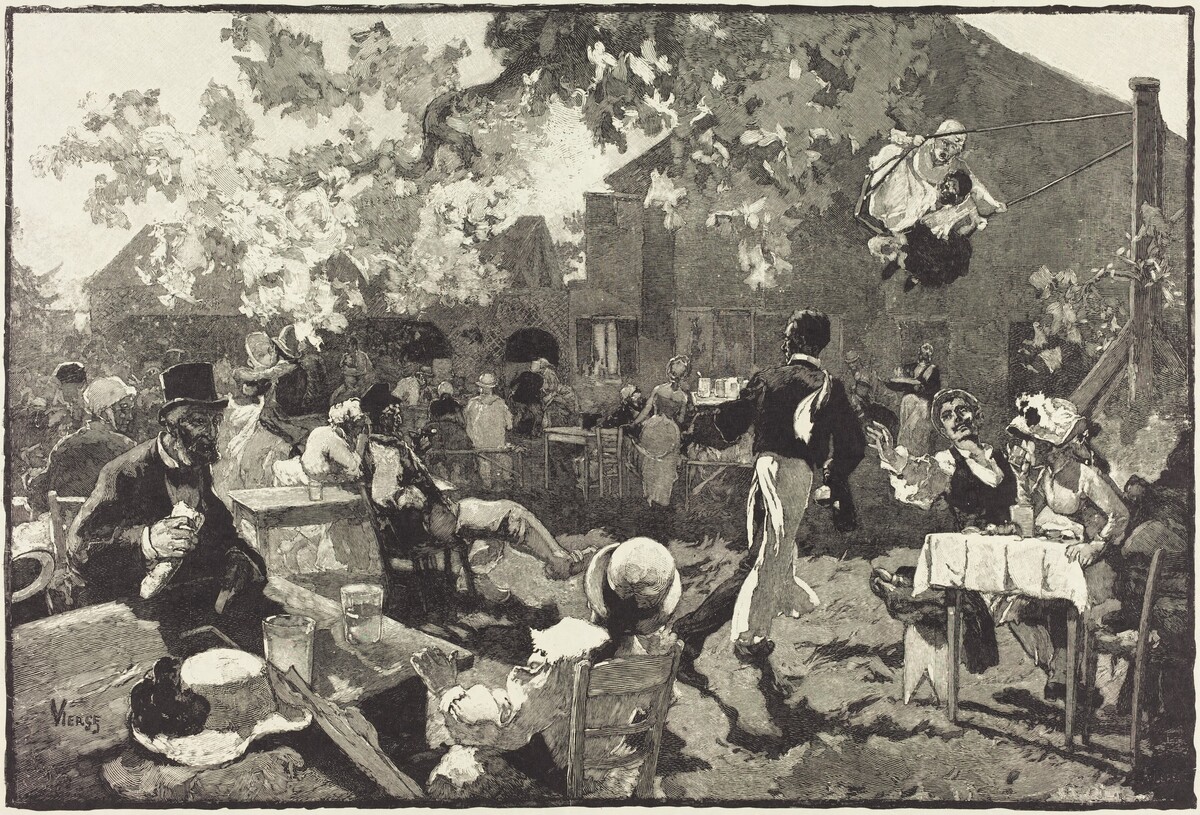 Le Cabaret du Coq de Bruyère au Bois de Meudon by Auguste Lepère after Daniel Vierge