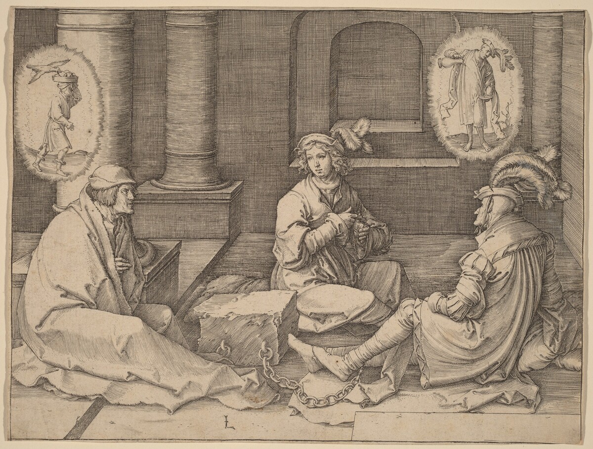 Joseph Interprets the Dreams in Prison by Lucas van Leyden