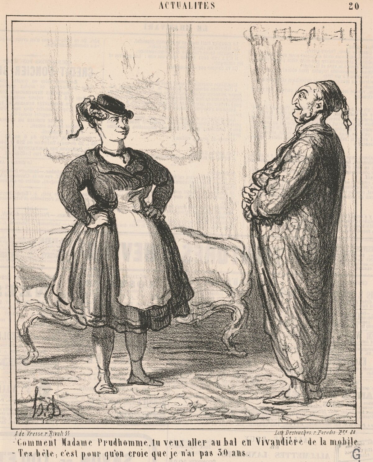 Comment Madame Prudhomme ... En vivandière ... by Honoré Daumier