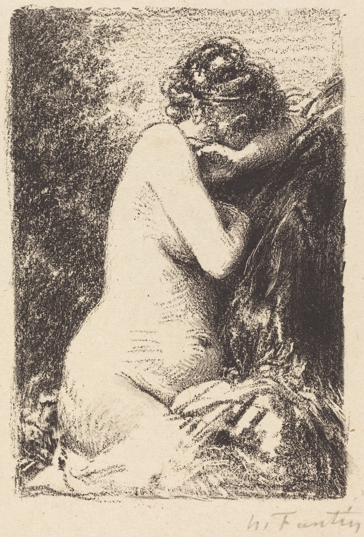 Weeper: Study of a Nude Woman, Seated with Profile to Right by Henri Fantin-Latour