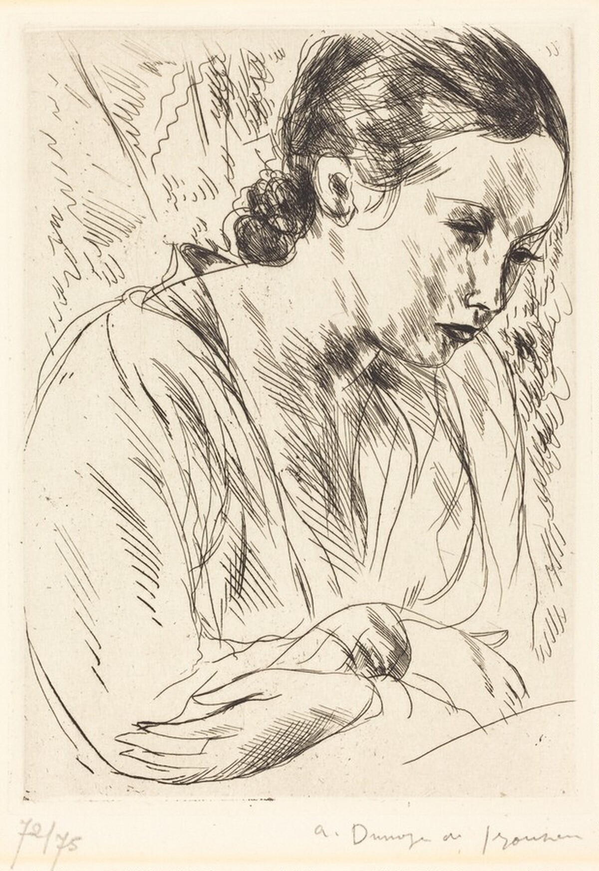Fernande with Arms Crossed, Large Plate (Fernande les mains croisees (grande planche) by André Dunoyer de Segonzac