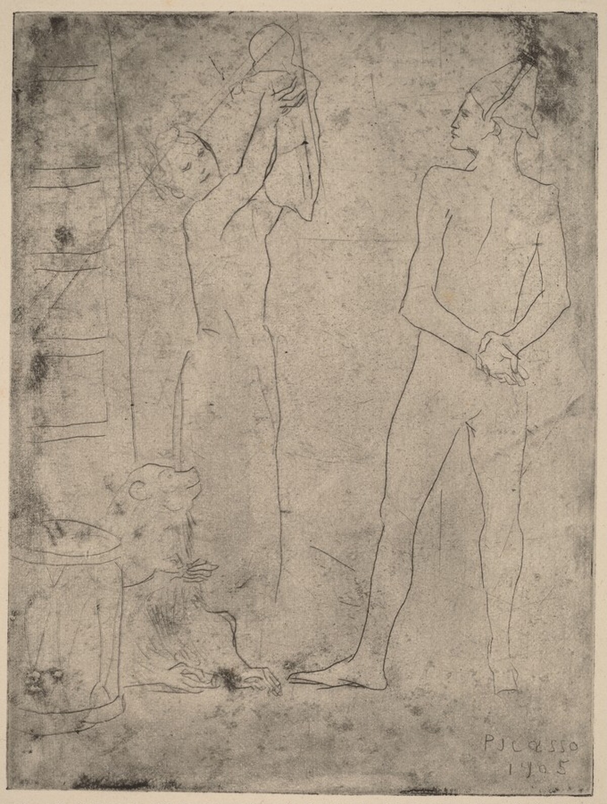 Family of Acrobats with Macaque (La famille de saltimbanques au macaque) by Pablo Picasso