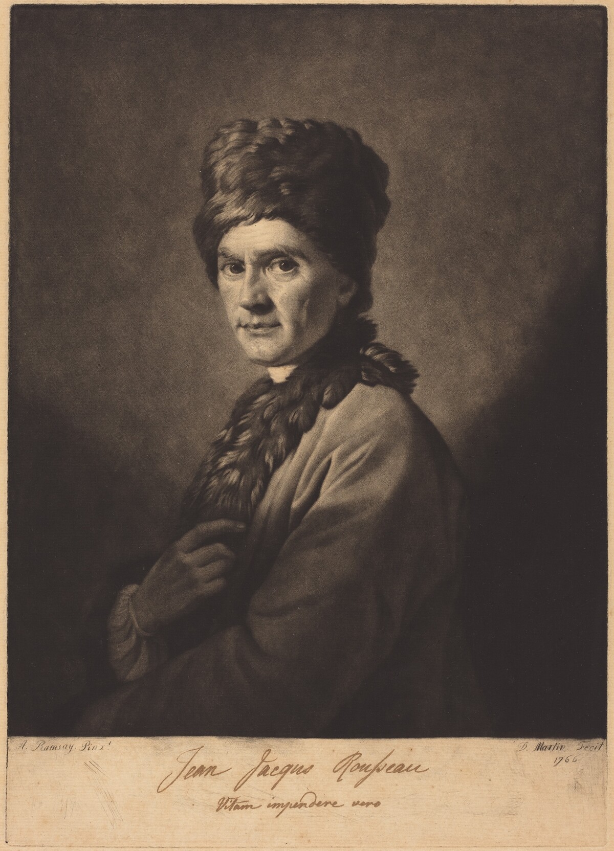 Jean Jacques Rousseau by David Martin after Allan Ramsay