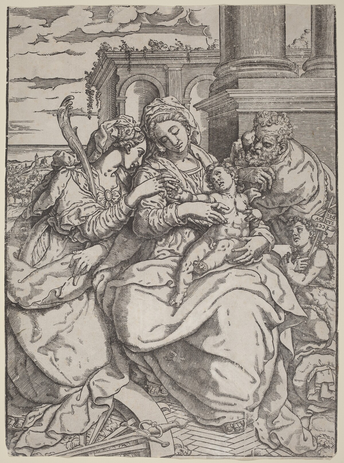 Madonna and Child with Saint Catherine by Giovanni Gallo after Marco Pino