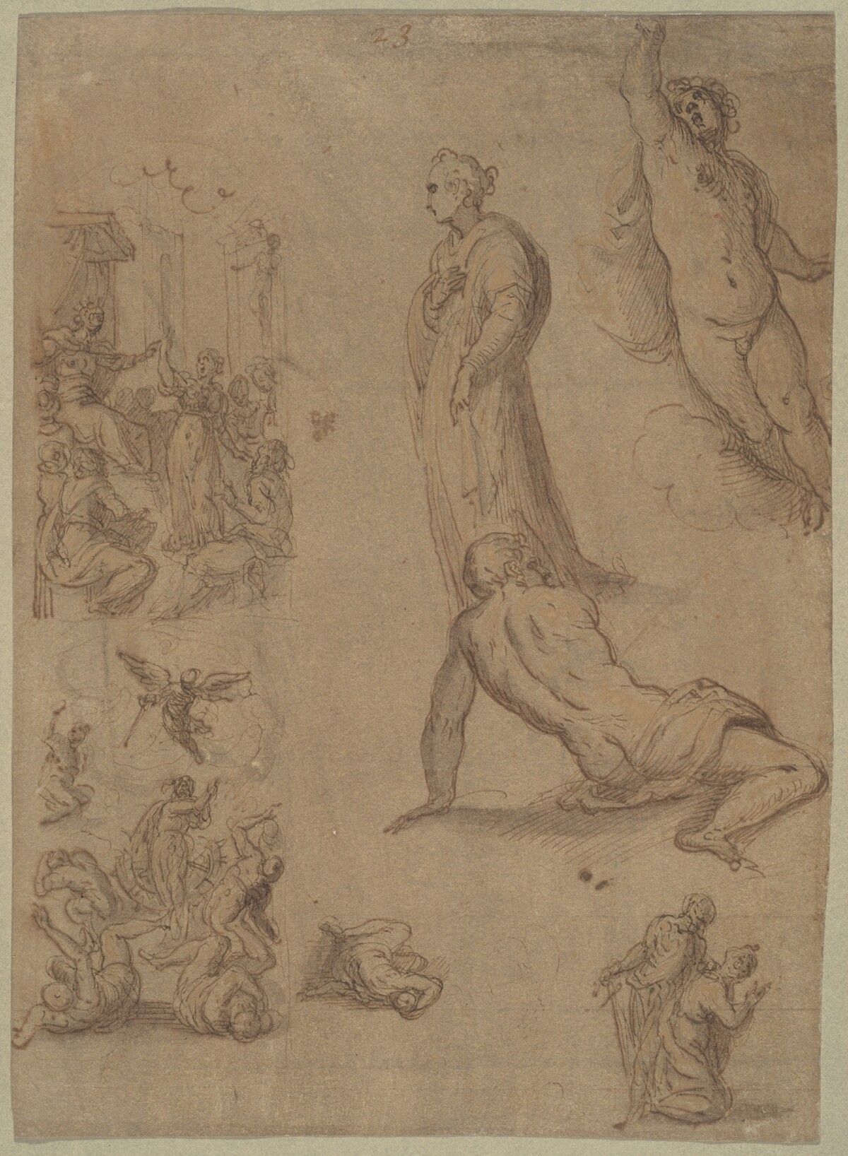 A Sheet of Studies for the Martyrdom of Saint Catherine of Alexandria by Jacopo Palma il Giovane