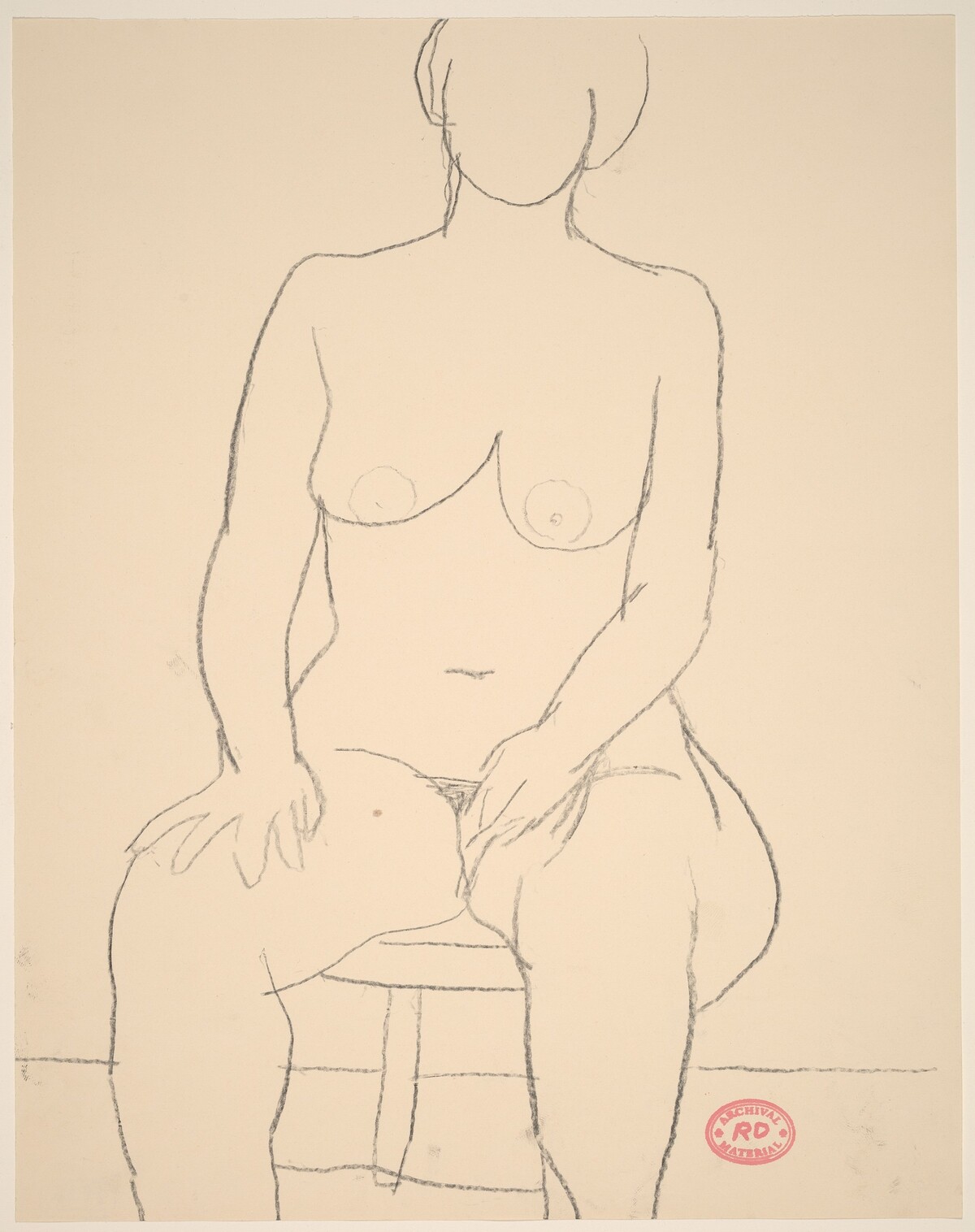 Untitled [front view of seated female nude] by Richard Diebenkorn