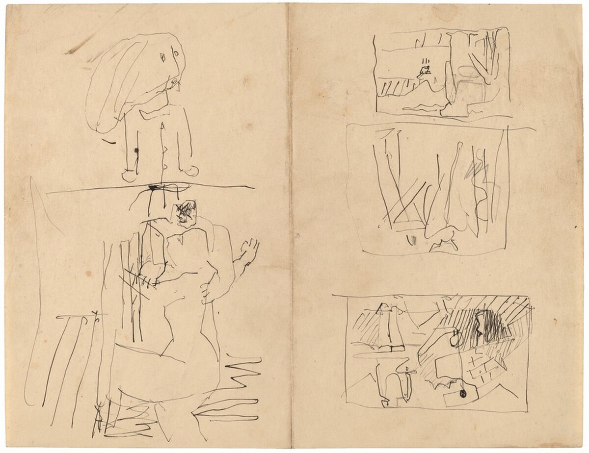 Sheet with Figure Sketches: Youngster; Woman Reaching toward Man; Additional Studies by Mark Rothko