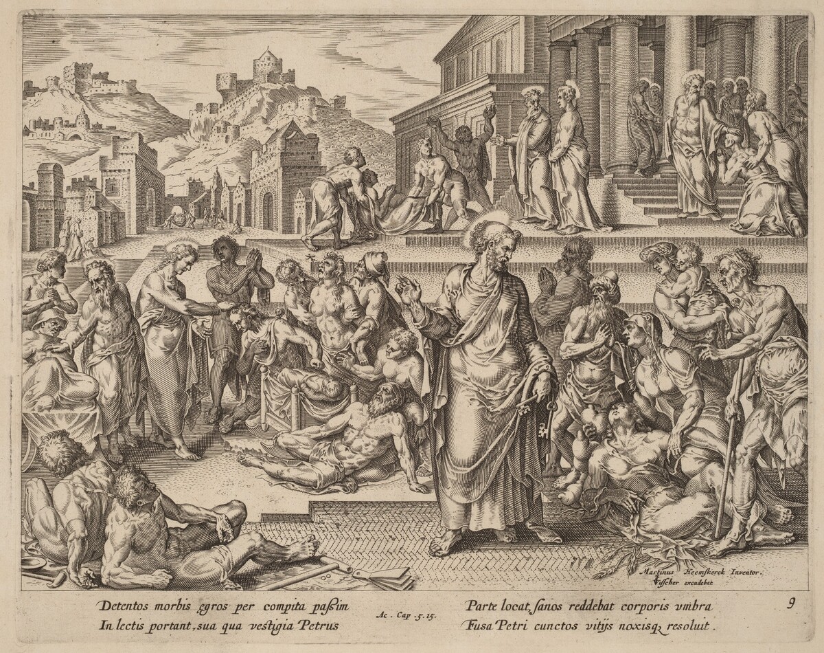 Saint Peter Healing the Sick with His Shadow by Philip Galle after Maerten van Heemskerck