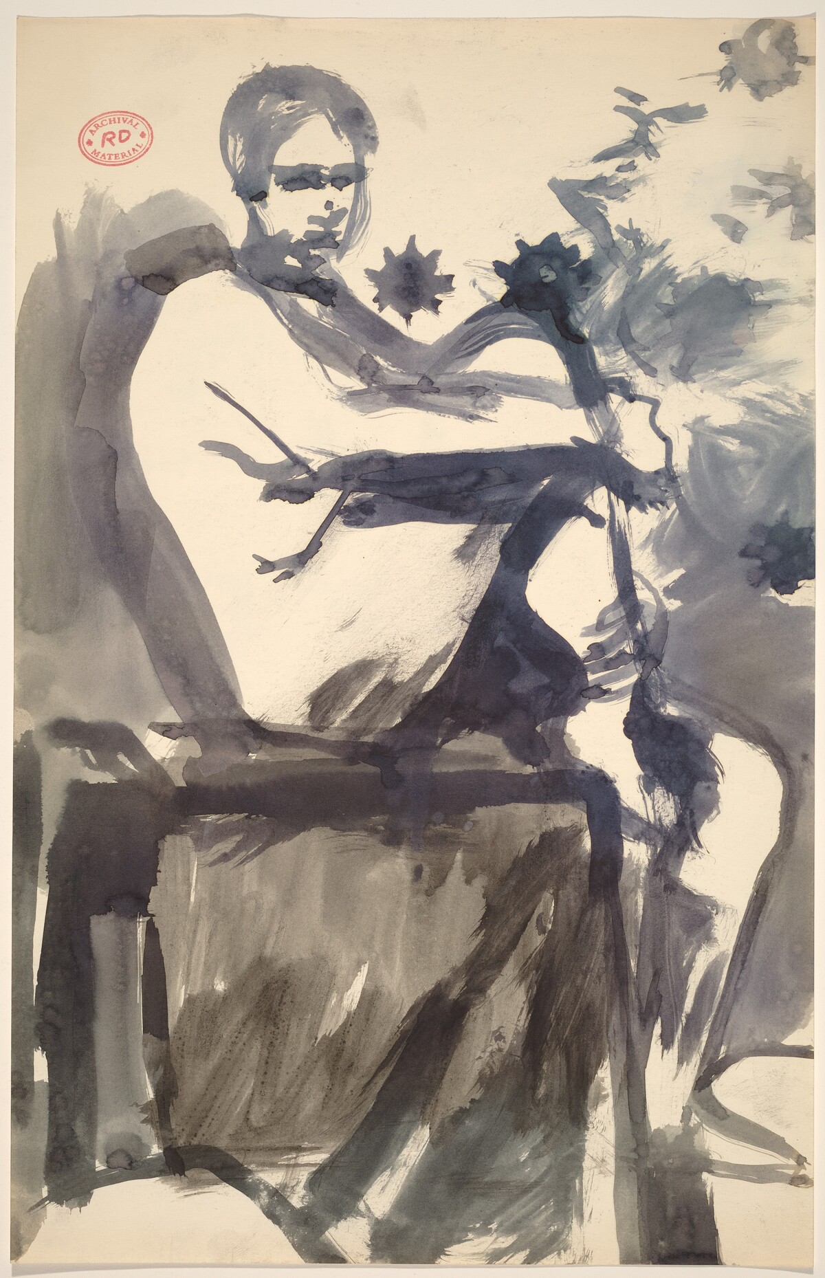 Untitled [female nude seated on model stand] by Richard Diebenkorn