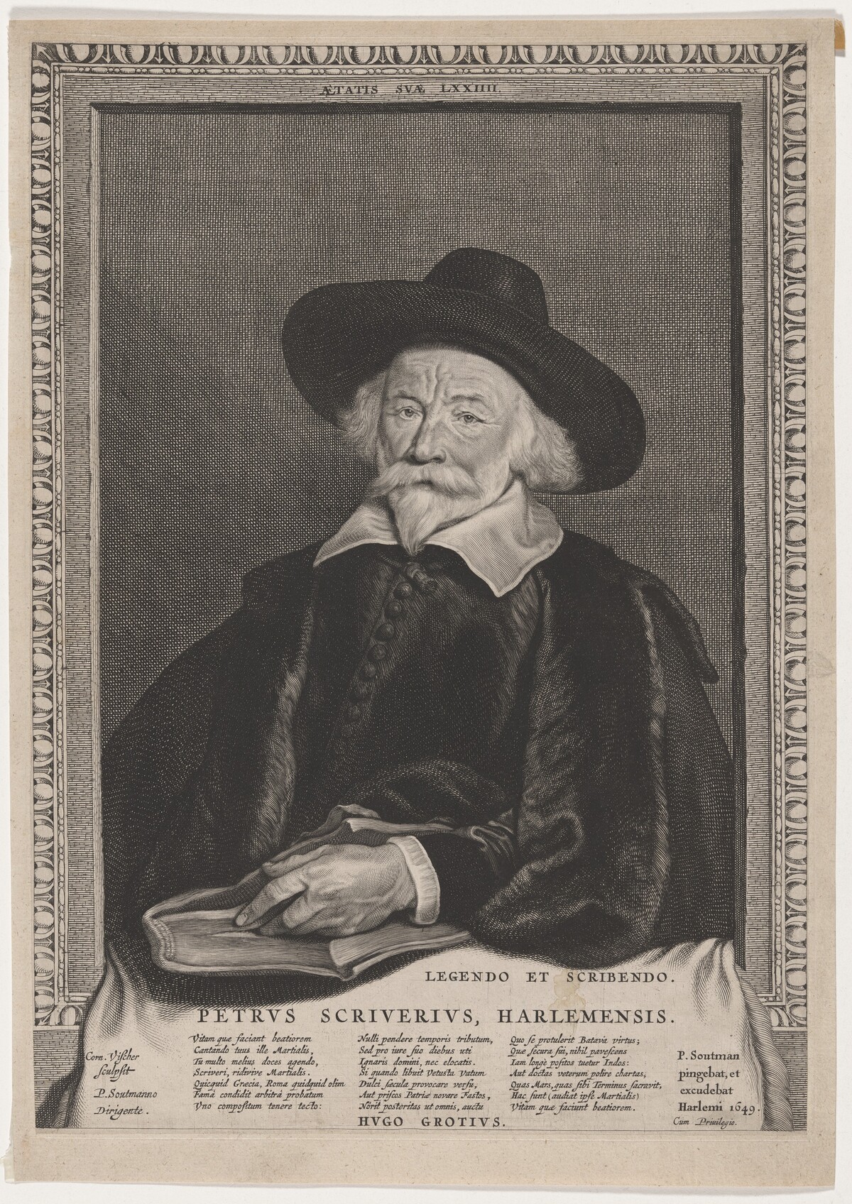 Peter Scriverius, Dutch Historian by Cornelis Visscher after Pieter Claesz Soutman