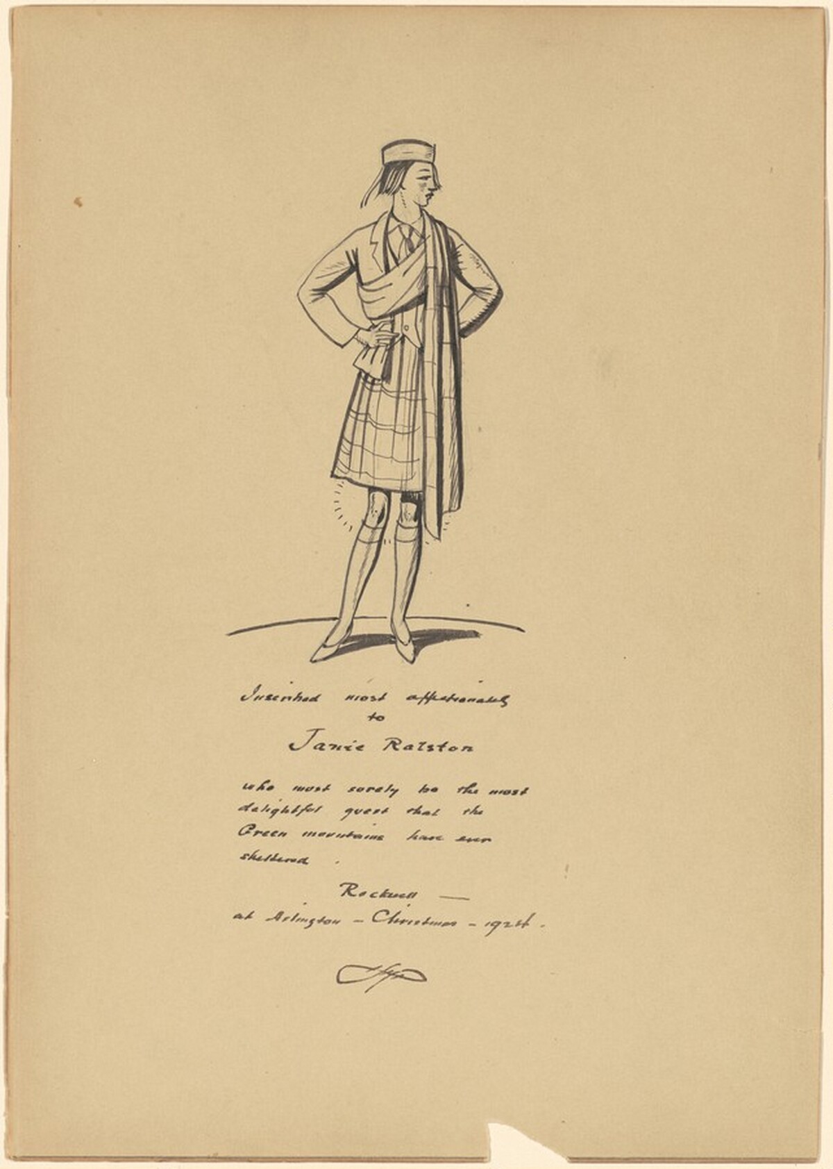 Janie Ralston in a Kilt by Rockwell Kent