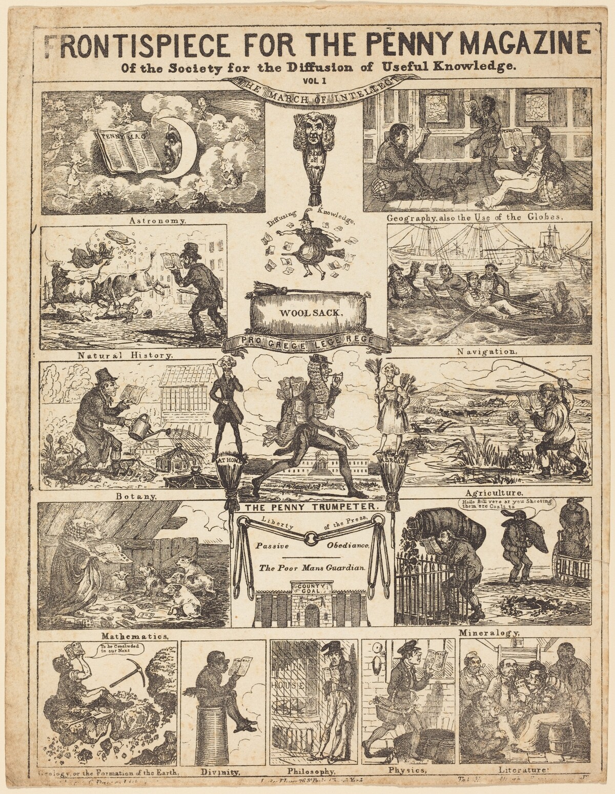 Frontispiece for the Penny Magazine of the Society for the Diffusion of Knowledge: Vo by British 19th Century