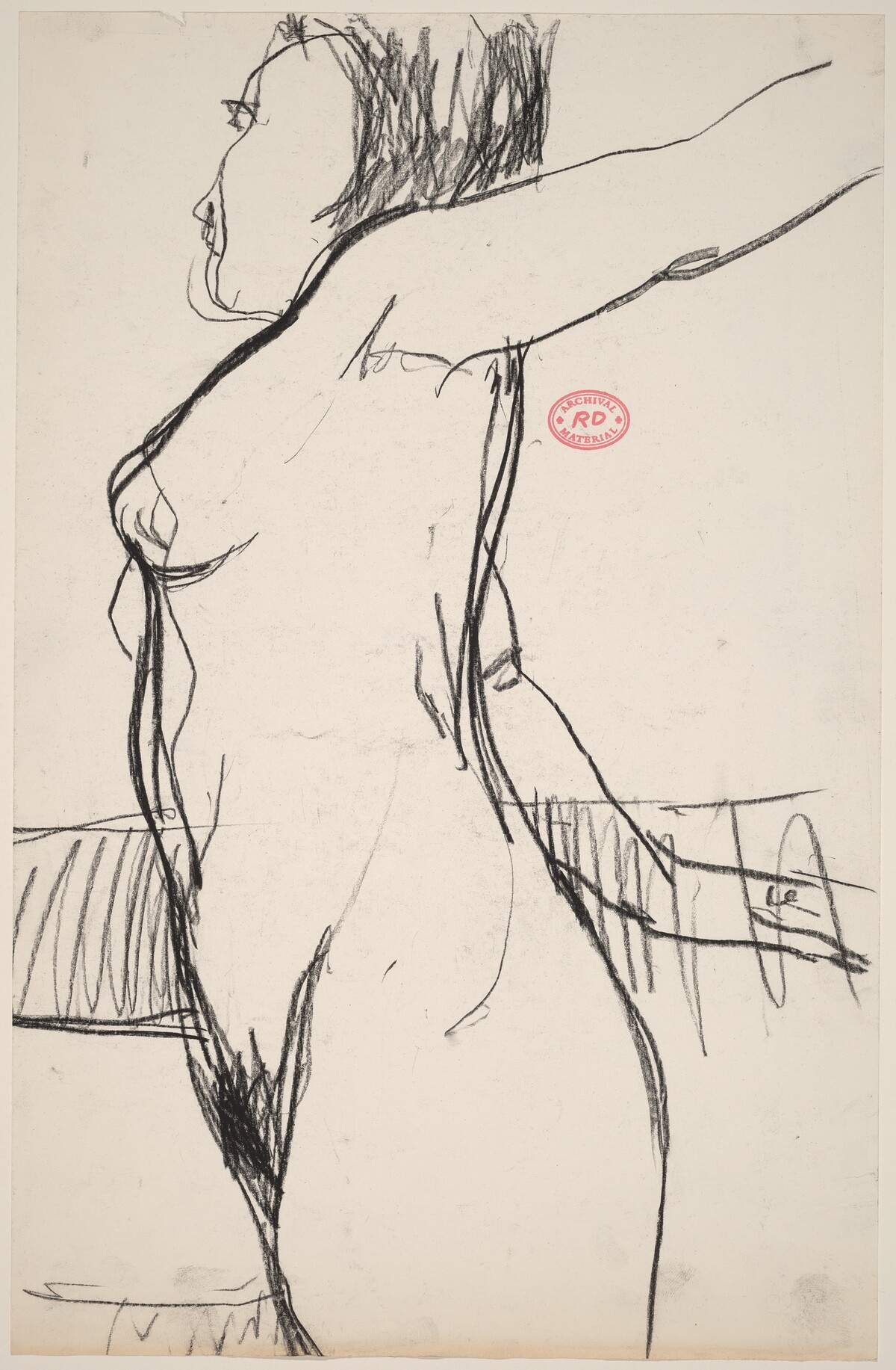 Untitled [standing female nude with arms stretched back] by Richard Diebenkorn