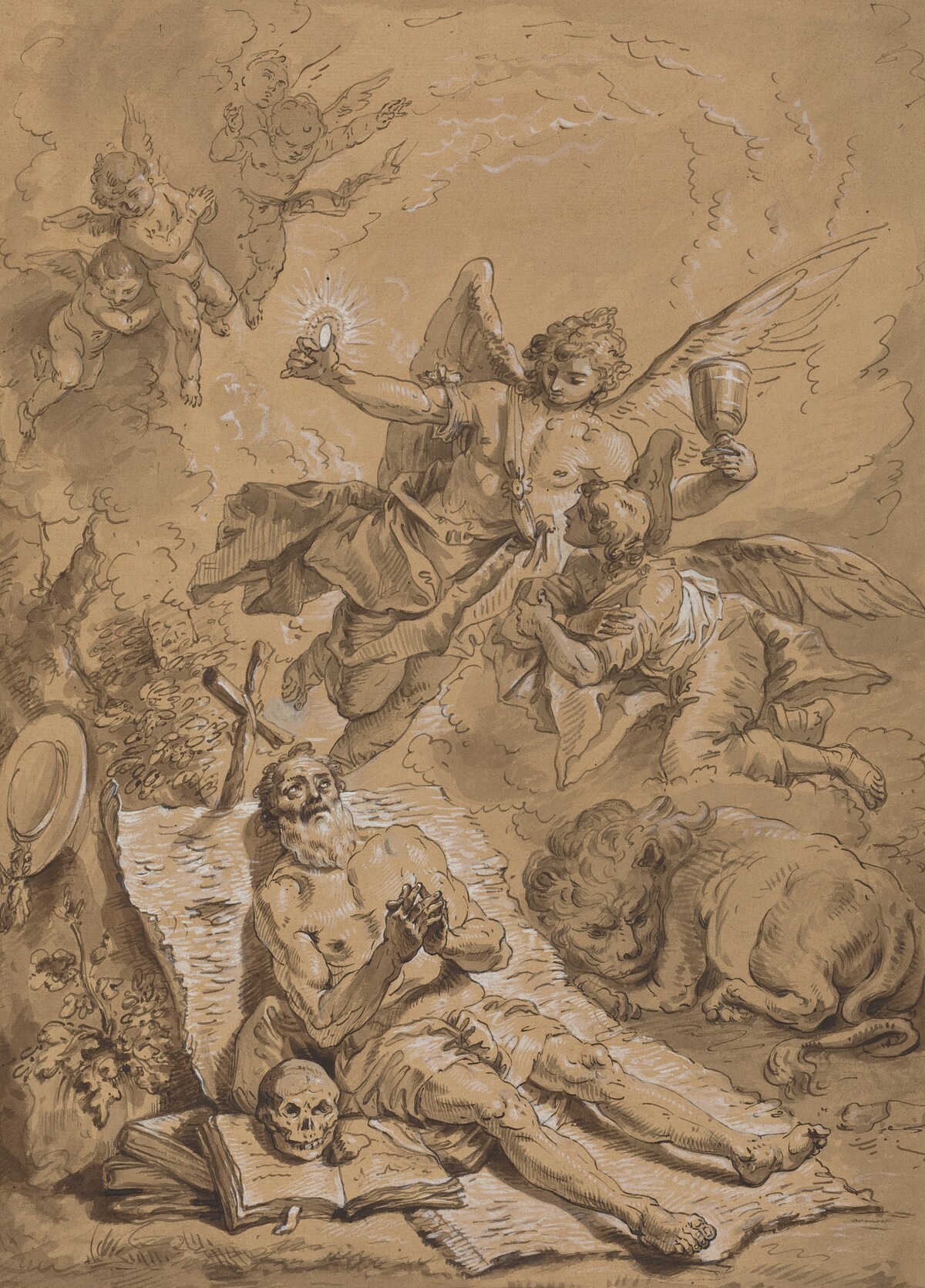 Last Communion of Saint Jerome by Follower of Francesco Fontebasso