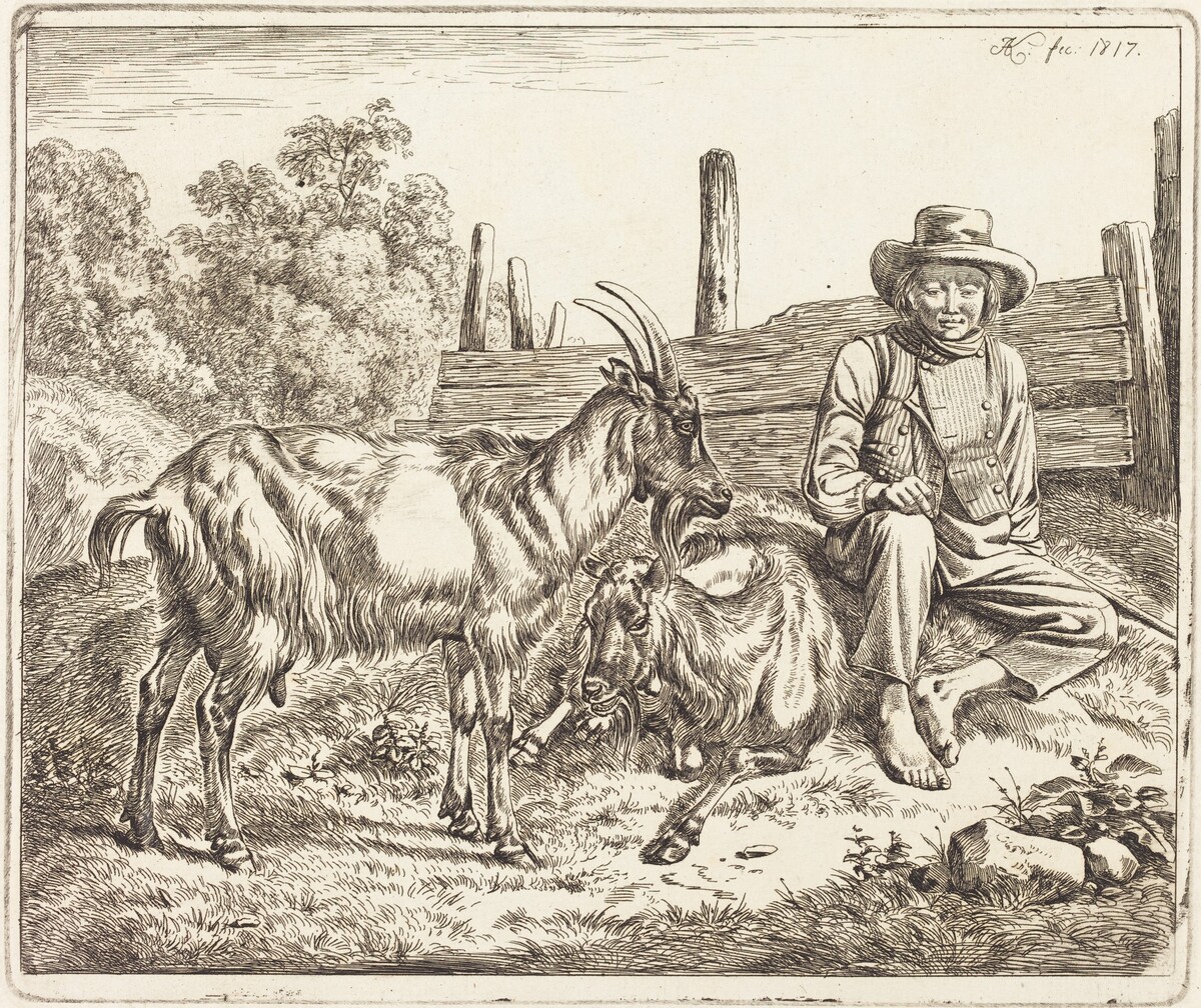 Shepherd Boy with Two Goats by Johann Adam Klein