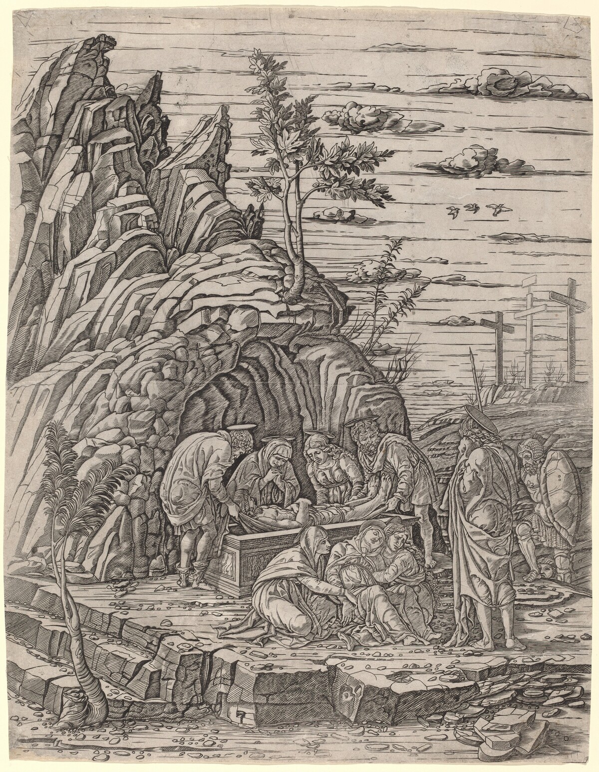 The Entombment with Three Birds by Giovanni Antonio da Brescia, after Andrea Mantegna