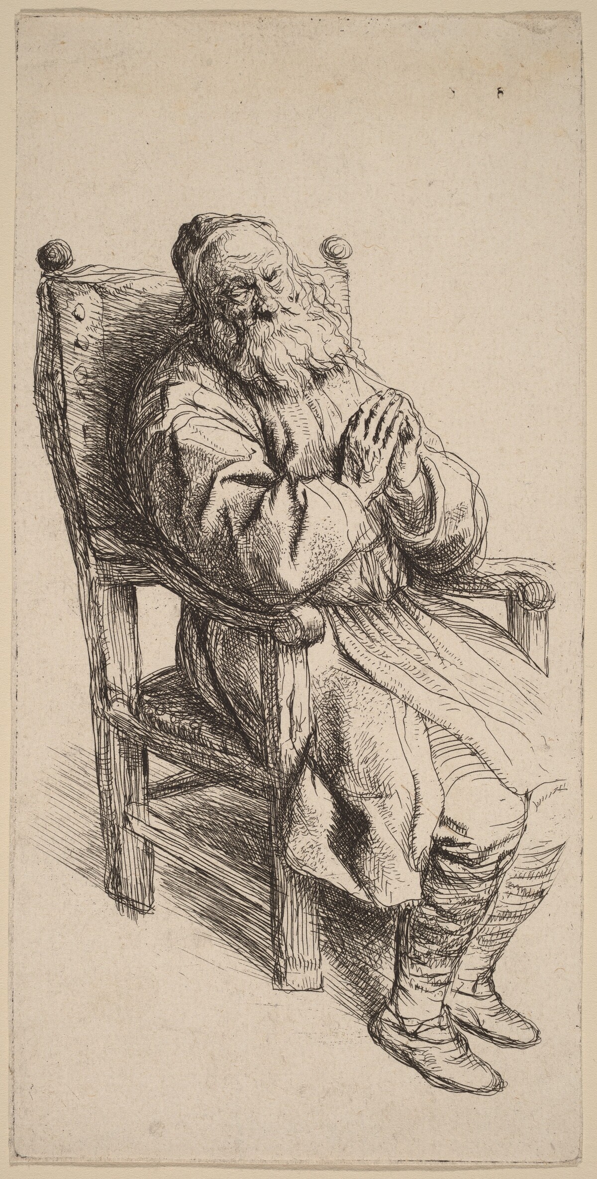 Old Man Sleeping in an Armchair by Salomon Koninck