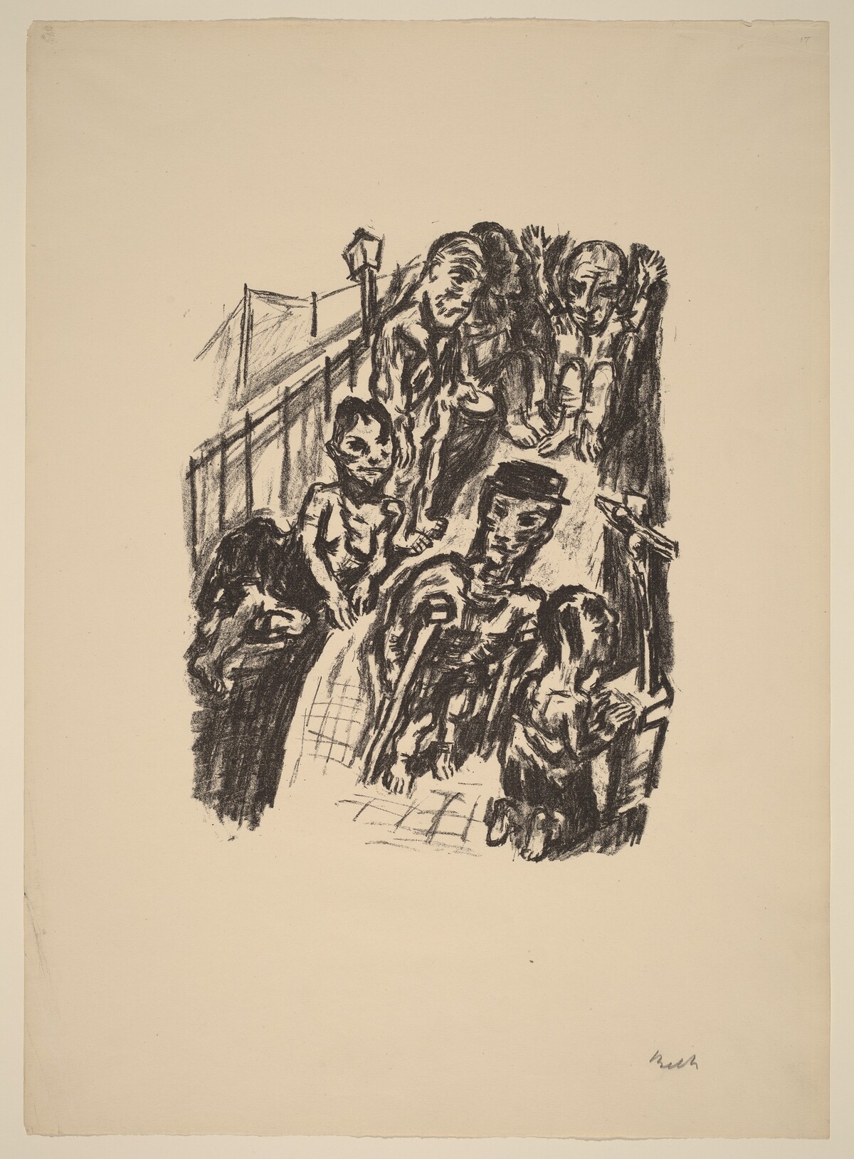 Street Scene with a Cripple and a Praying Man by René Beeh
