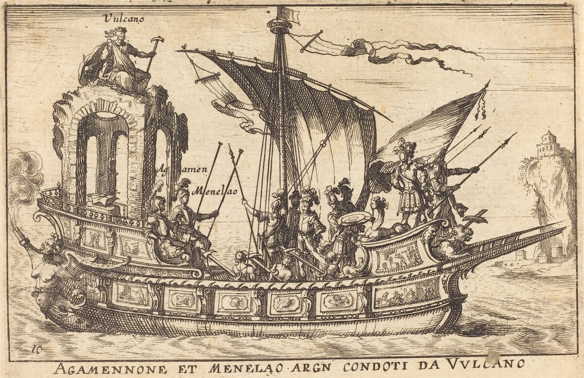 Agamennone et Menelao argn condoti da Vulcano by Balthasar Moncornet after Remigio Cantagallina