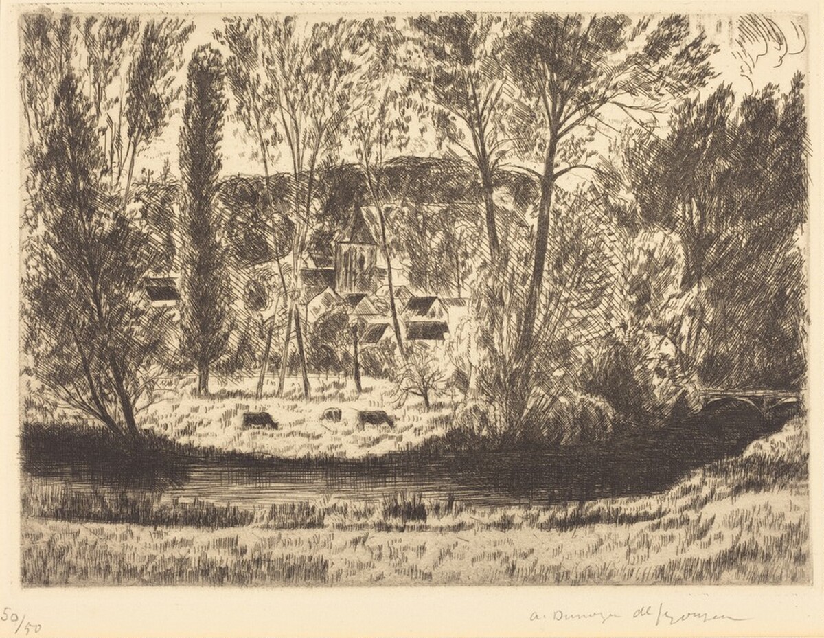 The Church at Villiers through the Trees (L'Eglise de Villiers dans les arbres) by André Dunoyer de Segonzac