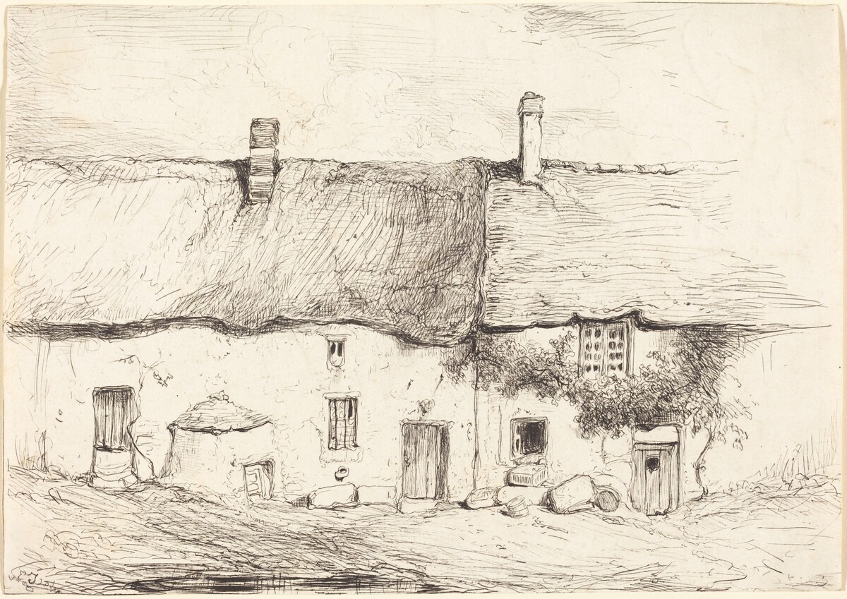Two Cottages by Eugène Isabey