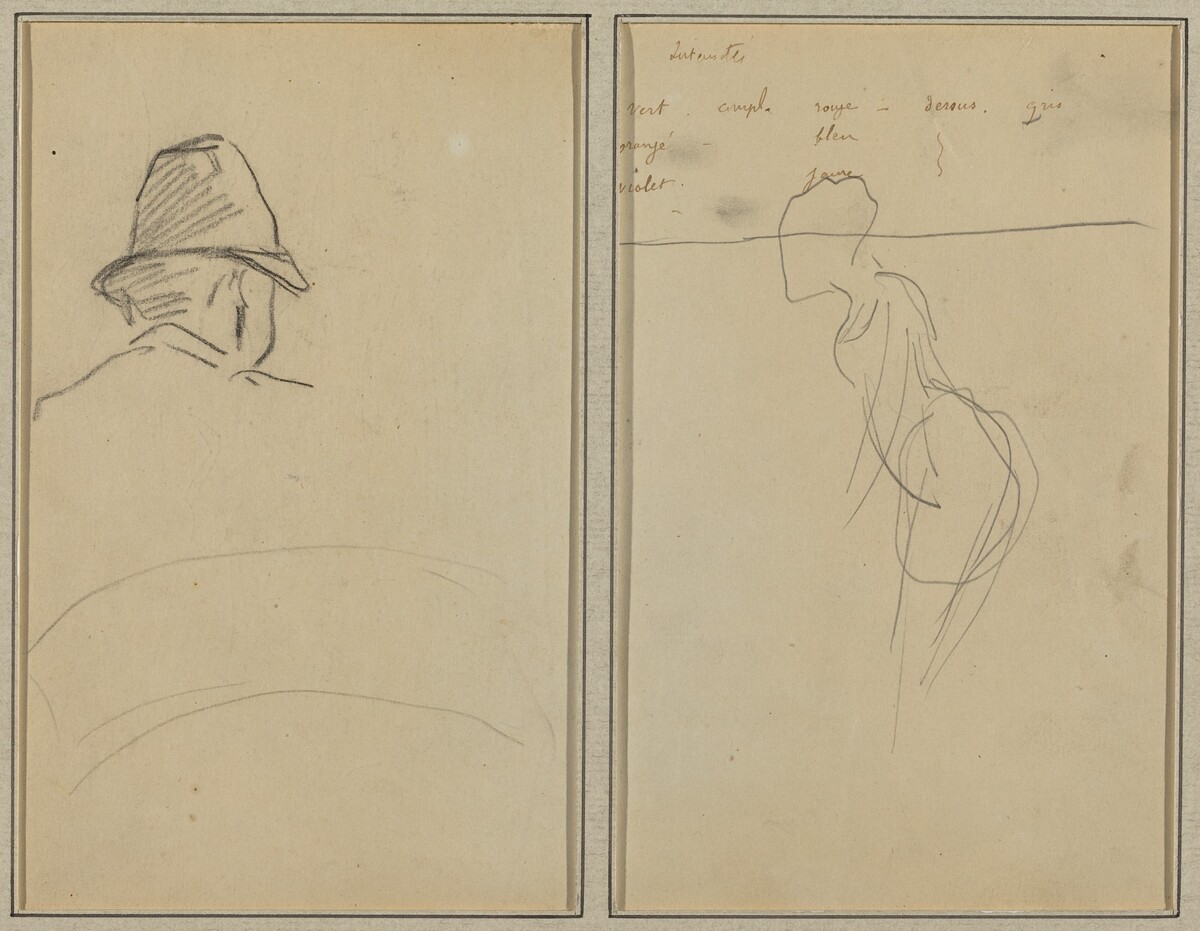 A Head of Man with Hat, Seen from Behind; A Standing Woman [recto] by Paul Gauguin