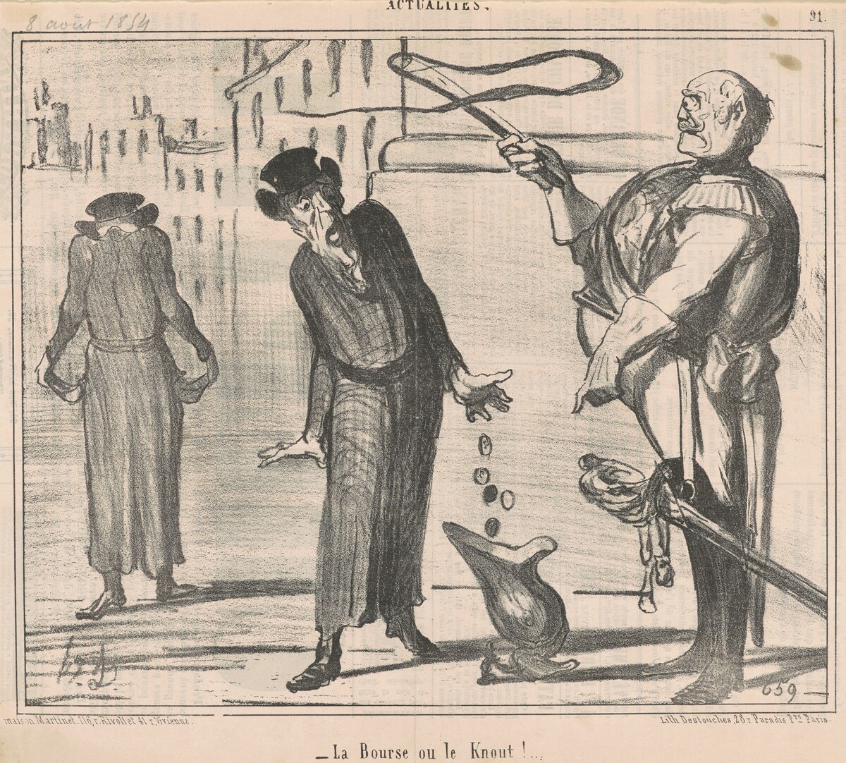 La bourse ou le knout! by Honoré Daumier