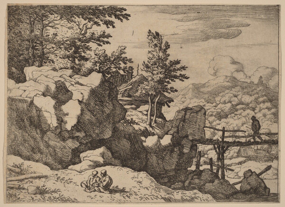 Man on a Small Wooden Bridge by Allart van Everdingen
