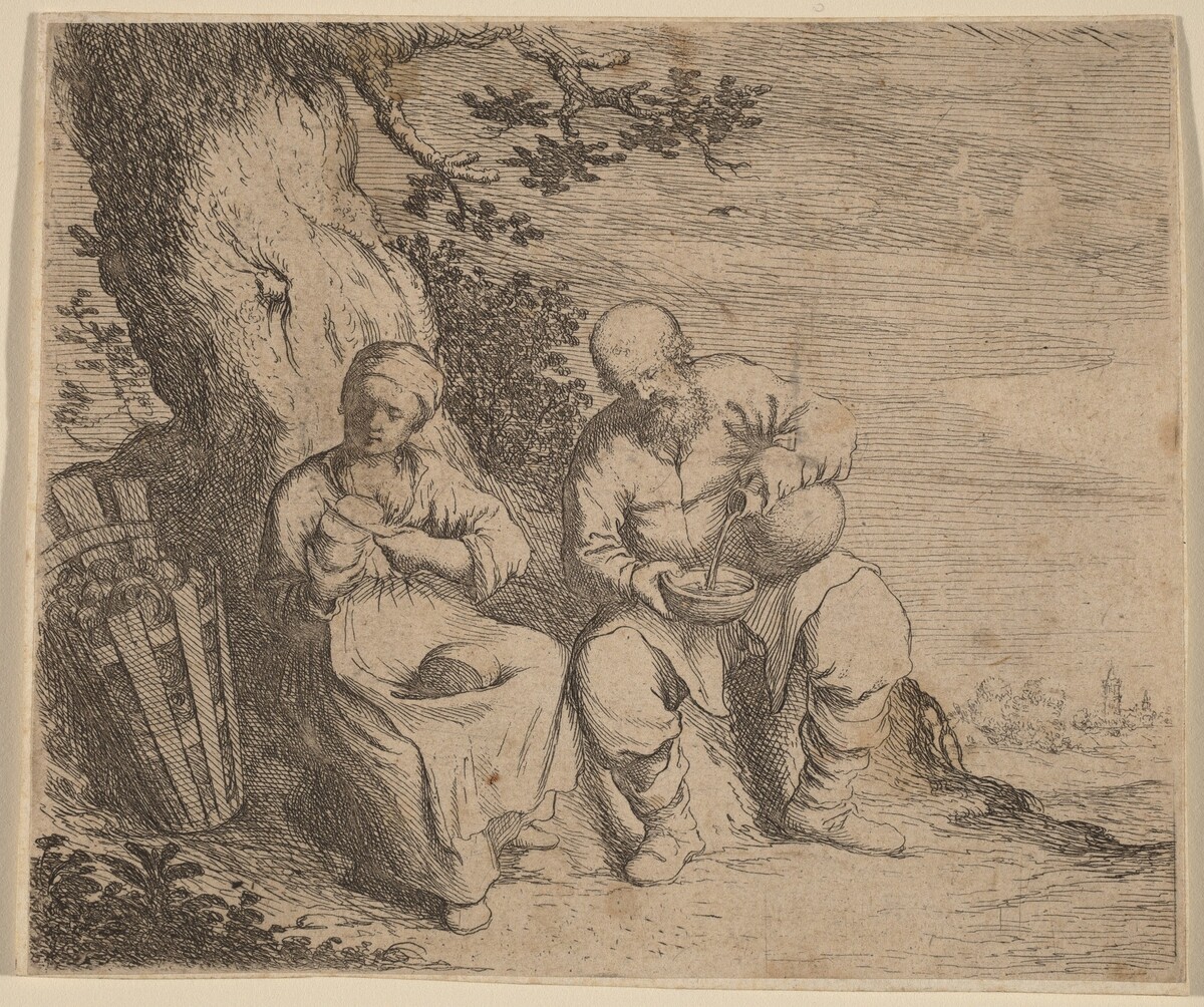 Peasant Couple Sitting under a Tree by Willem Basse