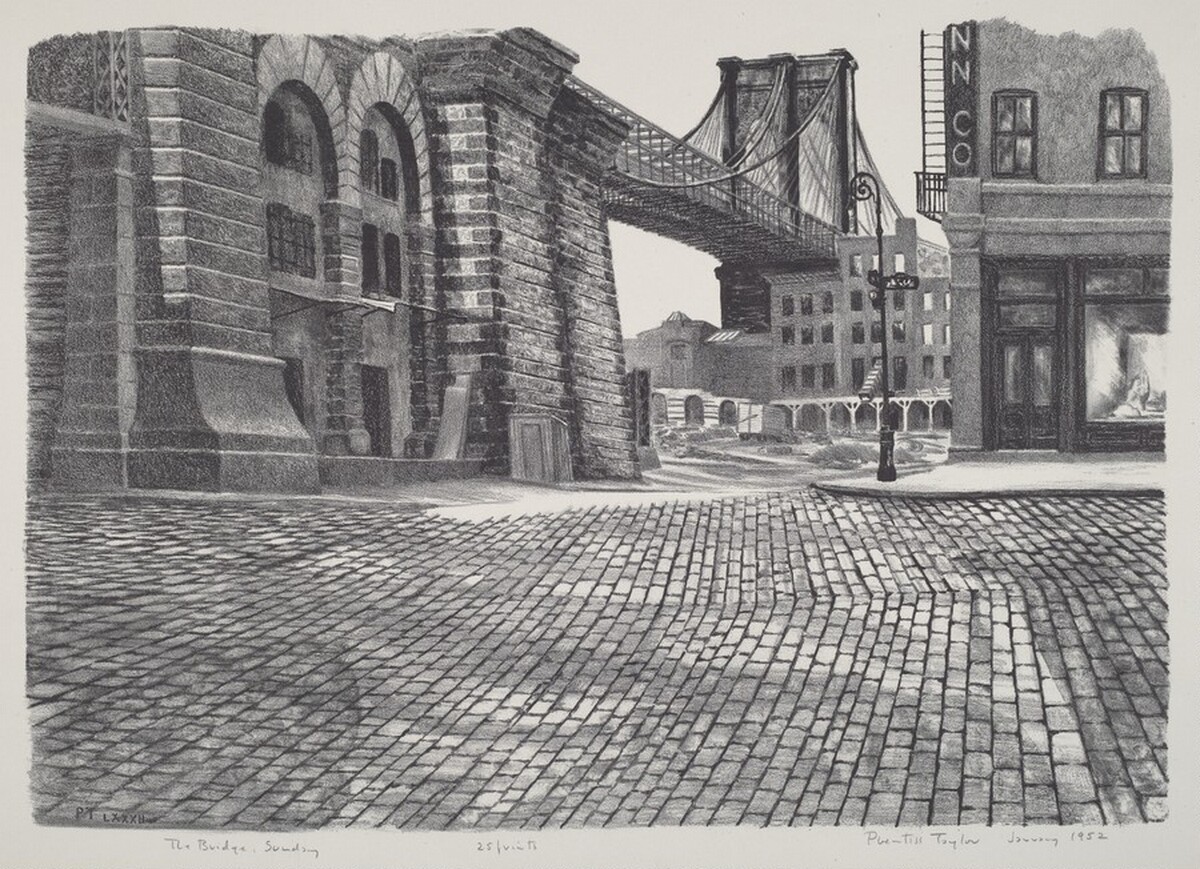 The Bridge, Sunday by Prentiss Taylor
