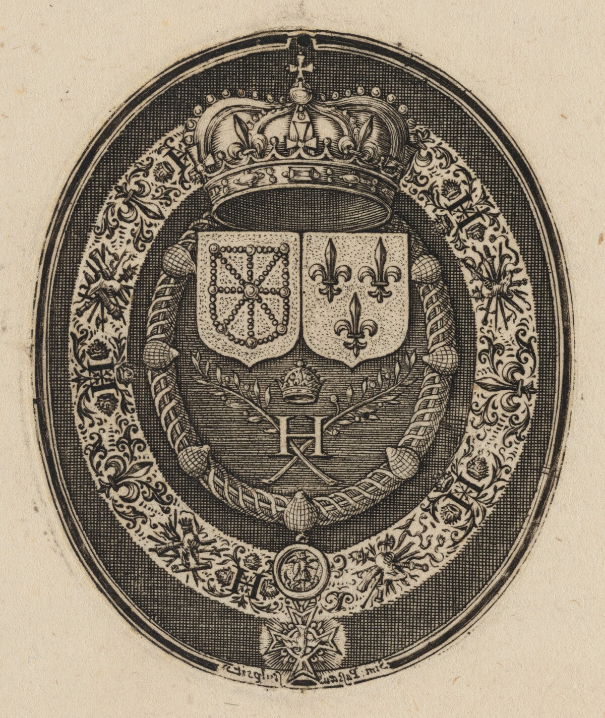 Shields of Henry IV and Maria de Medici [left half] by Simon de Passe